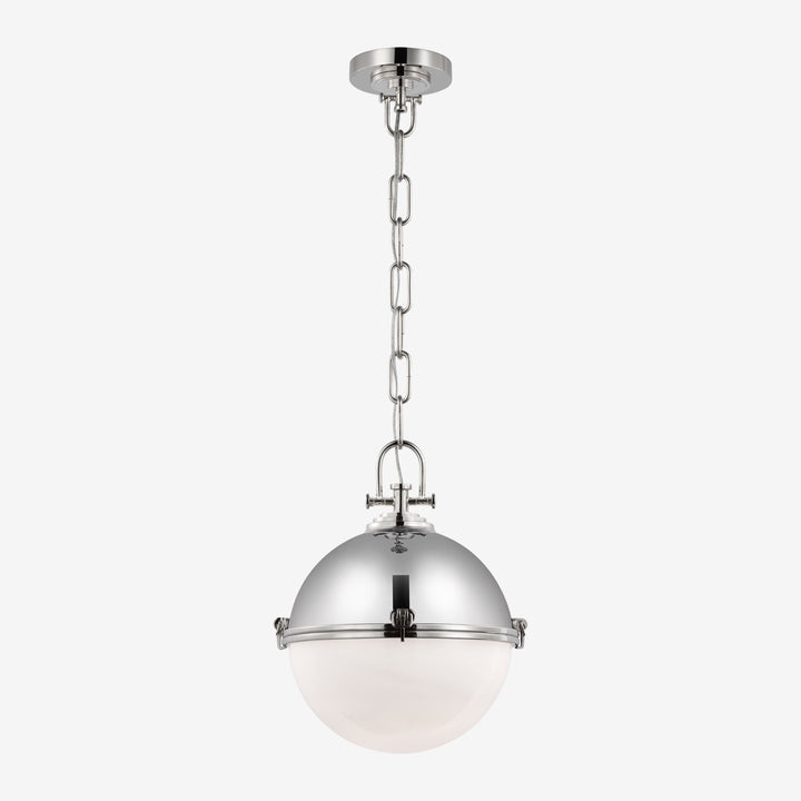 Polished nickel store globe pendant